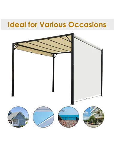 Outsunny Metal Pergola With Canopy Retractable Pergola Canopy 3Lx3Wx2.3H m Garden Gazebo Party Tent Sun Shelter Cover - Cream Wh