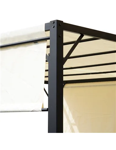 Outsunny Metal Pergola With Canopy Retractable Pergola Canopy 3Lx3Wx2.3H m Garden Gazebo Party Tent Sun Shelter Cover - Cream Wh