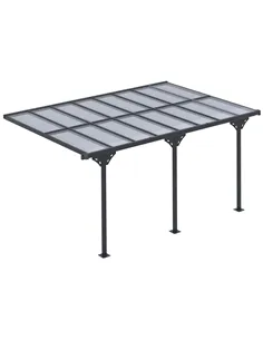 Outsunny 4.35 x 3m Outdoor Patio Gazebo Pergola, Retractable Pergola Canopy Aluminum Post & PC Roof,  Grey