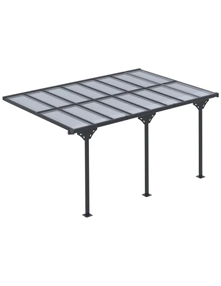 Outsunny 4.35 x 3m Outdoor Patio Gazebo Pergola, Retractable Pergola Canopy Aluminum Post & PC Roof,  Grey