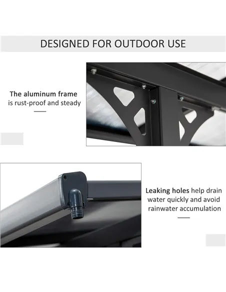 Outsunny 4.35 x 3m Outdoor Patio Gazebo Pergola, Retractable Pergola Canopy Aluminum Post & PC Roof,  Grey