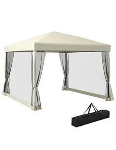 Outsunny 3 x 3(m) Pop Up Gazebo with 4 Mesh Sides and Carry Bag, Height Adjustable Party Canopy Tent, Portable Garden Outdoor