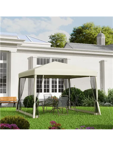 Outsunny 3 x 3(m) Pop Up Gazebo with 4 Mesh Sides and Carry Bag, Height Adjustable Party Canopy Tent, Portable Garden Outdoor