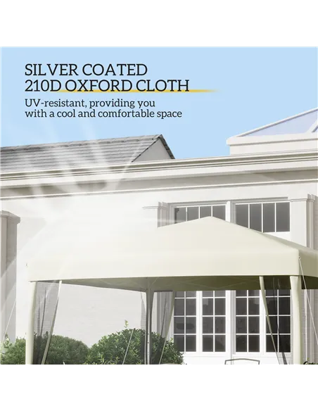 Outsunny 3 x 3(m) Pop Up Gazebo with 4 Mesh Sides and Carry Bag, Height Adjustable Party Canopy Tent, Portable Garden Outdoor