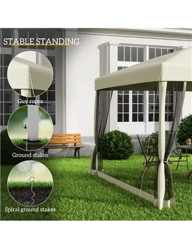 Outsunny 3 x 3(m) Pop Up Gazebo with 4 Mesh Sides and Carry Bag, Height Adjustable Party Canopy Tent, Portable Garden Outdoor