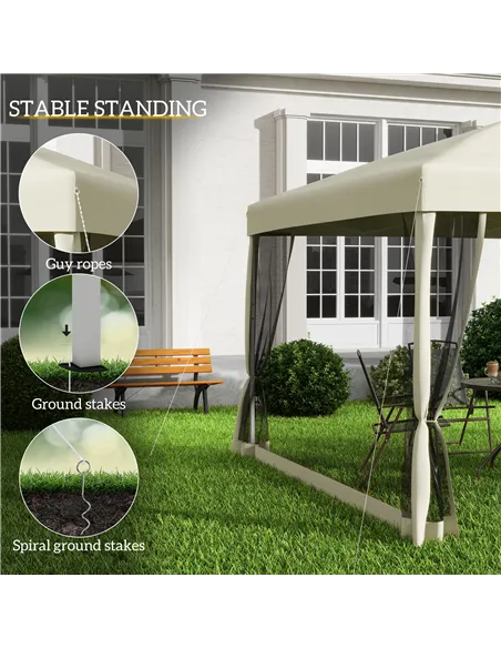 Outsunny 3 x 3(m) Pop Up Gazebo with 4 Mesh Sides and Carry Bag, Height Adjustable Party Canopy Tent, Portable Garden Outdoor