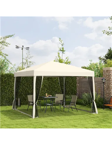 Outsunny 3 x 3(m) Pop Up Gazebo with 4 Mesh Sides and Carry Bag, Height Adjustable Party Canopy Tent, Portable Garden Outdoor