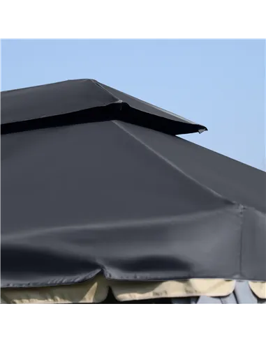 Outsunny 3 x 4m Aluminium Garden Gazebo, Marquee Canopy Shelter Pavilion Party Tent with Nets and Curtains for Garden and Deck, 