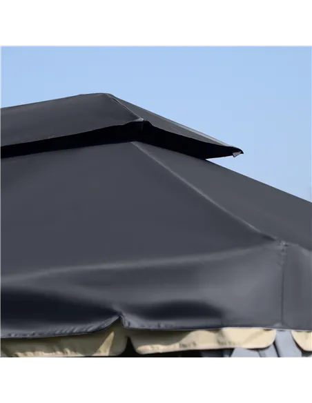 Outsunny 3 x 4m Aluminium Garden Gazebo, Marquee Canopy Shelter Pavilion Party Tent with Nets and Curtains for Garden and Deck, 