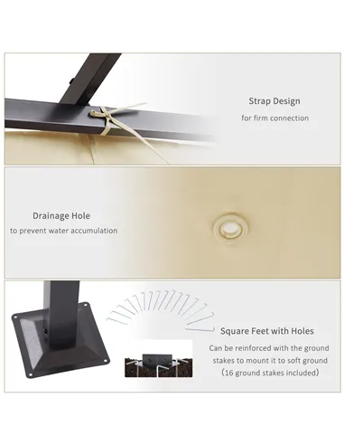 Outsunny 3 x 3(m) Metal Pergola with Retractable Roof, Garden Gazebo Metal Pergola Canopy. Outdoor Sun Shade Shelter for Party B