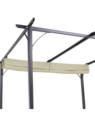 Outsunny 3 x 3(m) Metal Pergola with Retractable Roof, Garden Gazebo Metal Pergola Canopy. Outdoor Sun Shade Shelter for Party B