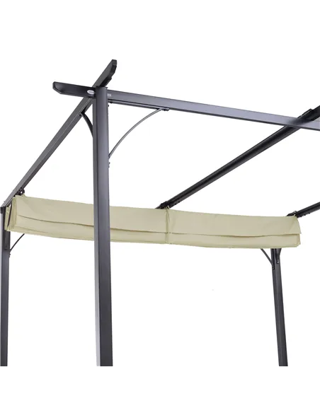 Outsunny 3 x 3(m) Metal Pergola with Retractable Roof, Garden Gazebo Metal Pergola Canopy. Outdoor Sun Shade Shelter for Party B