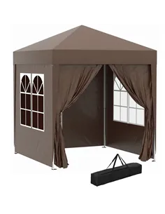 Outsunny 2 x 2 m Garden Pop Up Gazebo, Wedding Party Tent Marquee, Water Resistant Awning Canopy with Sidewalls, Windows, Carry 