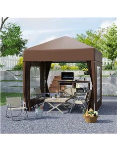 Outsunny 2 x 2 m Garden Pop Up Gazebo, Wedding Party Tent Marquee, Water Resistant Awning Canopy with Sidewalls, Windows, Carry  2