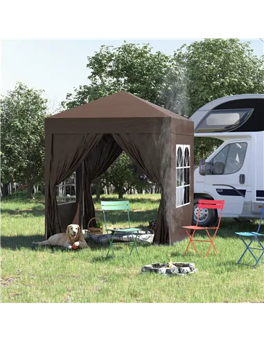 Outsunny 2 x 2 m Garden Pop Up Gazebo, Wedding Party Tent Marquee, Water Resistant Awning Canopy with Sidewalls, Windows, Carry 