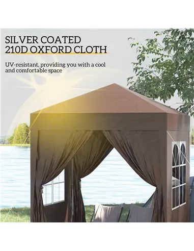 Outsunny 2 x 2 m Garden Pop Up Gazebo, Wedding Party Tent Marquee, Water Resistant Awning Canopy with Sidewalls, Windows, Carry 