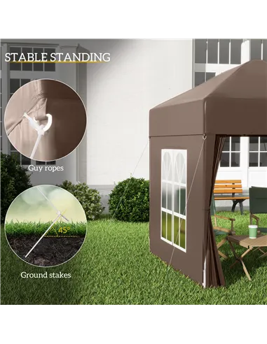 Outsunny 2 x 2 m Garden Pop Up Gazebo, Wedding Party Tent Marquee, Water Resistant Awning Canopy with Sidewalls, Windows, Carry 