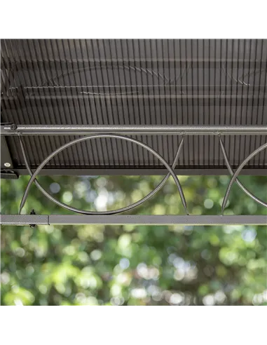 Outsunny 3 x 3.6m Hardtop Gazebo Canopy with Polycarbonate Roof, Permanent Pavilion Garden Gazebo with Curtains for Patio, Deck,