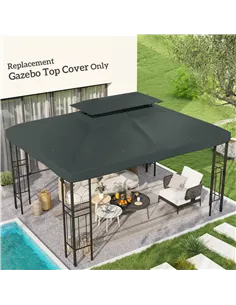 Outsunny Gazebo Roof Replacement, for 3 x 4m Frames - Grey 2
