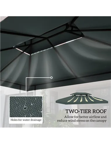 Outsunny Gazebo Roof Replacement, for 3 x 4m Frames - Grey
