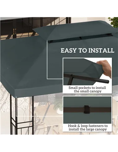 Outsunny Gazebo Roof Replacement, for 3 x 4m Frames - Grey