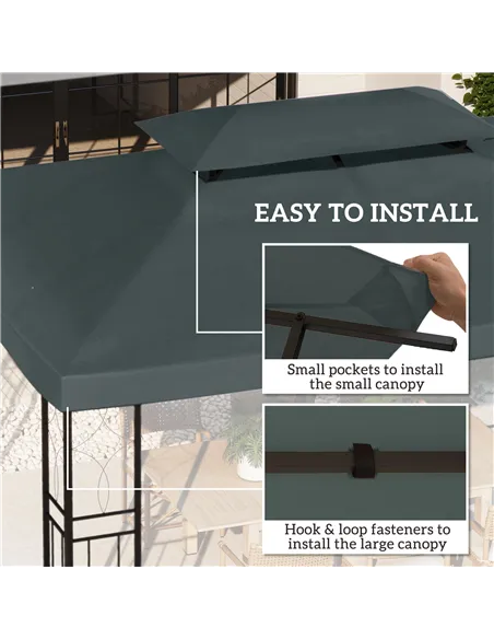Outsunny Gazebo Roof Replacement, for 3 x 4m Frames - Grey