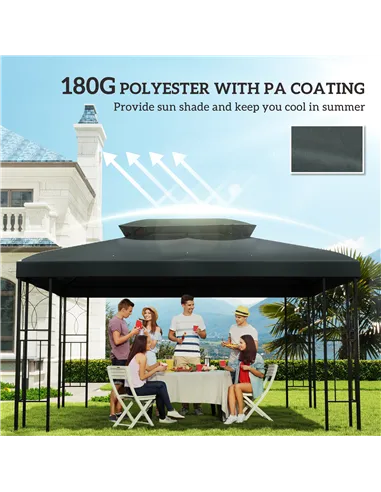 Outsunny Gazebo Roof Replacement, for 3 x 4m Frames - Grey