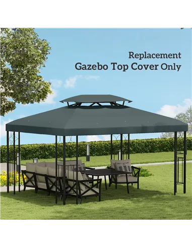 Outsunny Gazebo Roof Replacement, for 3 x 4m Frames - Grey