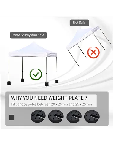 Outsunny Pop up Canopy Weight Set of 4, Heavy Duty Sand Fillable Tent Leg Weights for Marquee Party Tent Canopy, Total 20kg