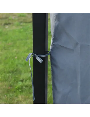 Outsunny 3m x 3m Hardtop Metal Frame Mesh Draped Gazebo Black