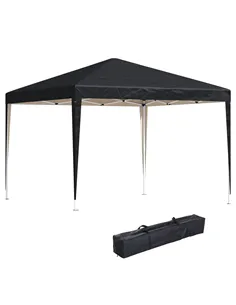 Outsunny 3 x 3M Garden Pop Up Gazebo Height Adjustable Marquee Party Tent Wedding Canopy with Carrying Bag, Black