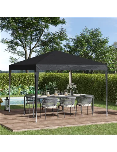 Outsunny 3 x 3M Garden Pop Up Gazebo Height Adjustable Marquee Party Tent Wedding Canopy with Carrying Bag, Black