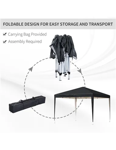 Outsunny 3 x 3M Garden Pop Up Gazebo Height Adjustable Marquee Party Tent Wedding Canopy with Carrying Bag, Black