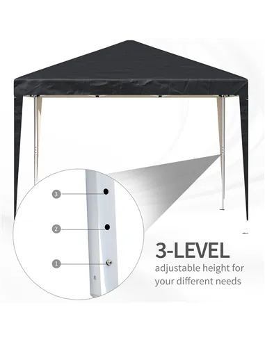 Outsunny 3 x 3M Garden Pop Up Gazebo Height Adjustable Marquee Party Tent Wedding Canopy with Carrying Bag, Black