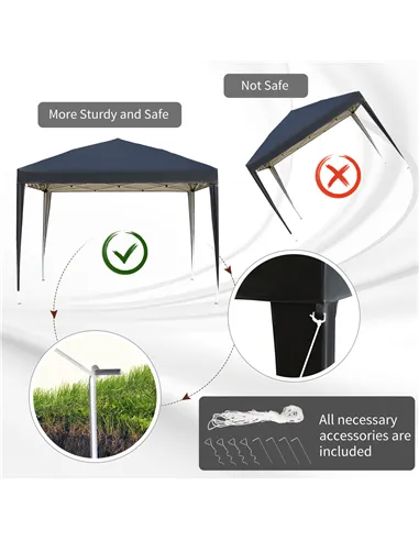 Outsunny 3 x 3M Garden Pop Up Gazebo Height Adjustable Marquee Party Tent Wedding Canopy with Carrying Bag, Black