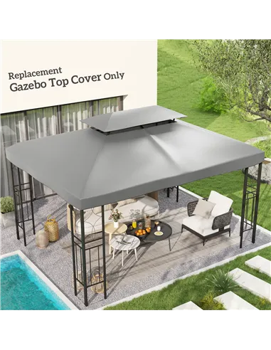 Outsunny Gazebo Roof Replacement, for 3 x 4m Frames - Light Grey