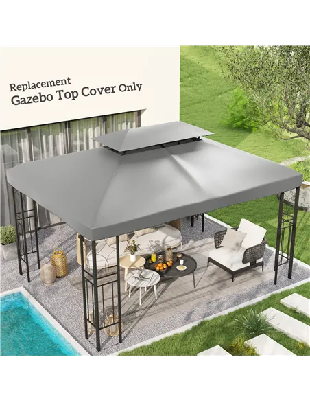 Outsunny Gazebo Roof Replacement, for 3 x 4m Frames - Light Grey