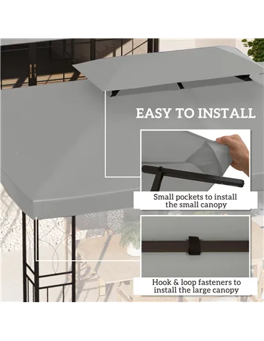 Outsunny Gazebo Roof Replacement, for 3 x 4m Frames - Light Grey