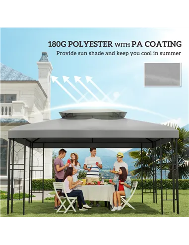 Outsunny Gazebo Roof Replacement, for 3 x 4m Frames - Light Grey