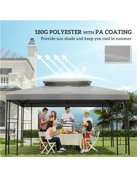 Outsunny Gazebo Roof Replacement, for 3 x 4m Frames - Light Grey