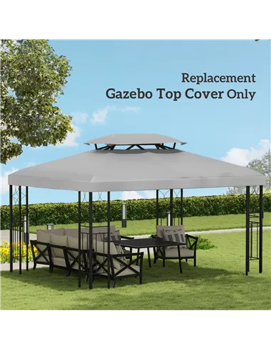Outsunny Gazebo Roof Replacement, for 3 x 4m Frames - Light Grey