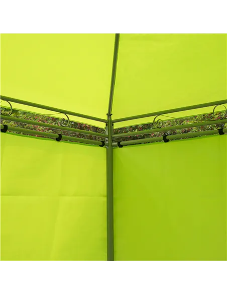 Outsunny 3 x 3(m) Garden Gazebo, Outdoor Gazebo Canopy Shelter with Curtains and Steel Frame for Lawn, Yard and Deck, Green