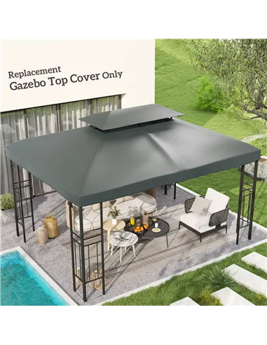 Outsunny Gazebo Roof Replacement, for 3 x 4m Frames - Grey