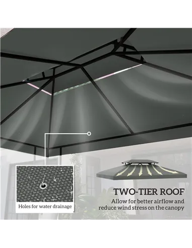 Outsunny Gazebo Roof Replacement, for 3 x 4m Frames - Grey