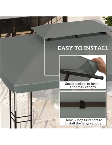 Outsunny Gazebo Roof Replacement, for 3 x 4m Frames - Grey