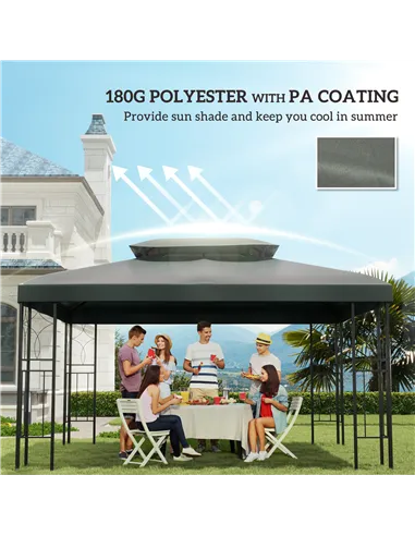 Outsunny Gazebo Roof Replacement, for 3 x 4m Frames - Grey