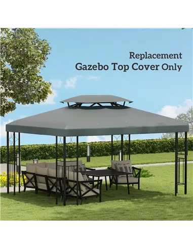 Outsunny Gazebo Roof Replacement, for 3 x 4m Frames - Grey