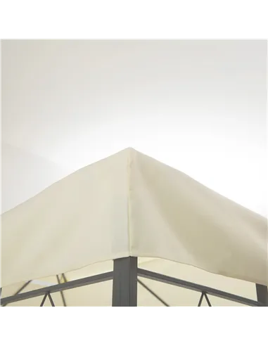Outsunny 3x4m Gazebo Replacement Roof Canopy 2 Tier Top UV Cover Garden Patio Outdoor Sun Awning Shelters Cream (TOP COVER ONLY)