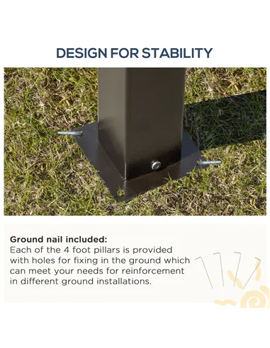 Outsunny 3 x 3.6m Hardtop Gazebo Canopy with Polycarbonate Roof Garden Pavilion with Removable Curtains and Steel Frame, Brown