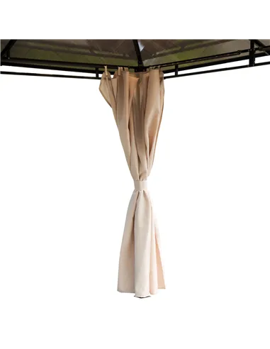 Outsunny 3 x 3.6m Hardtop Gazebo Canopy with Polycarbonate Roof Garden Pavilion with Removable Curtains and Steel Frame, Brown